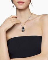 Cable Wrap Amulet in Sterling Silver with Black Onyx and Diamonds, 32mm